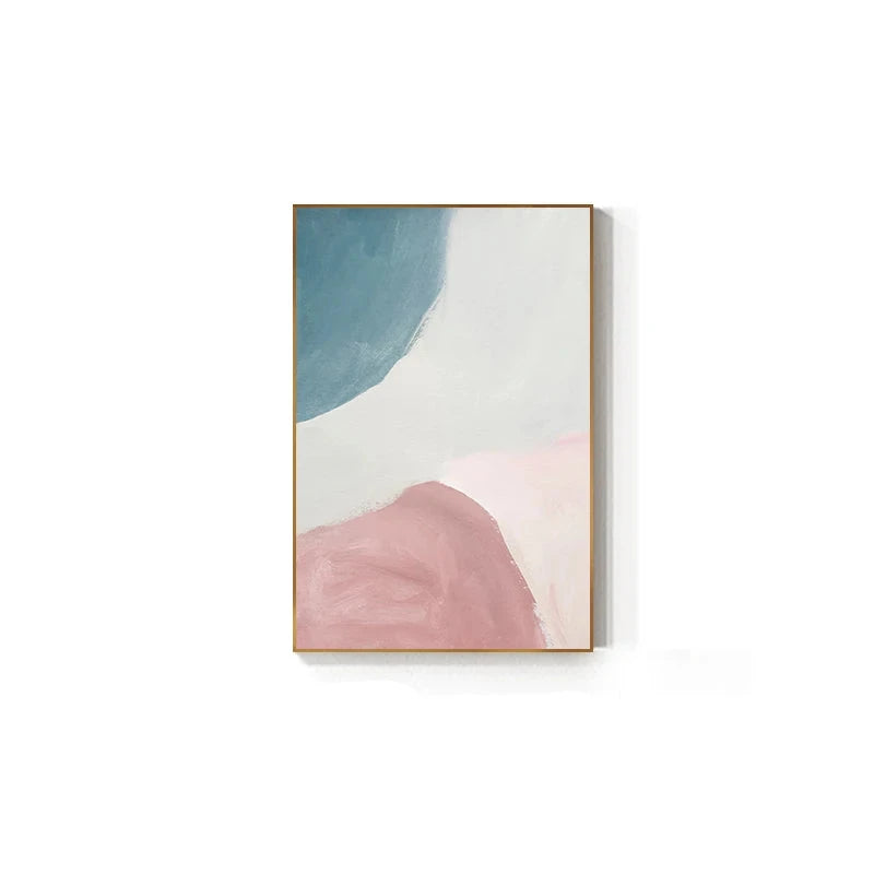 Subtle Shades Of Pink & Blue Watercolor Abstract Wall Art Fine Art Canvas Prints For Modern Apartment Living Room Bedroom Art For Contemporary Interiors