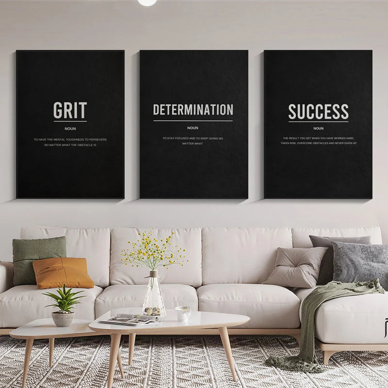 Success Definition Posters Black and White Wall Art Fine Art Canvas Prints Motivational Daily Mantra Pictures For Living Room Bedroom Study Room Wall Decor