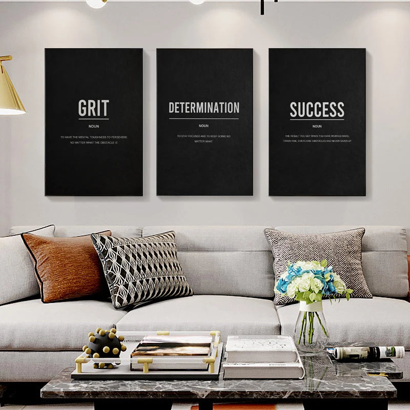 Success Definition Posters Black and White Wall Art Fine Art Canvas Prints Motivational Daily Mantra Pictures For Living Room Bedroom Study Room Wall Decor