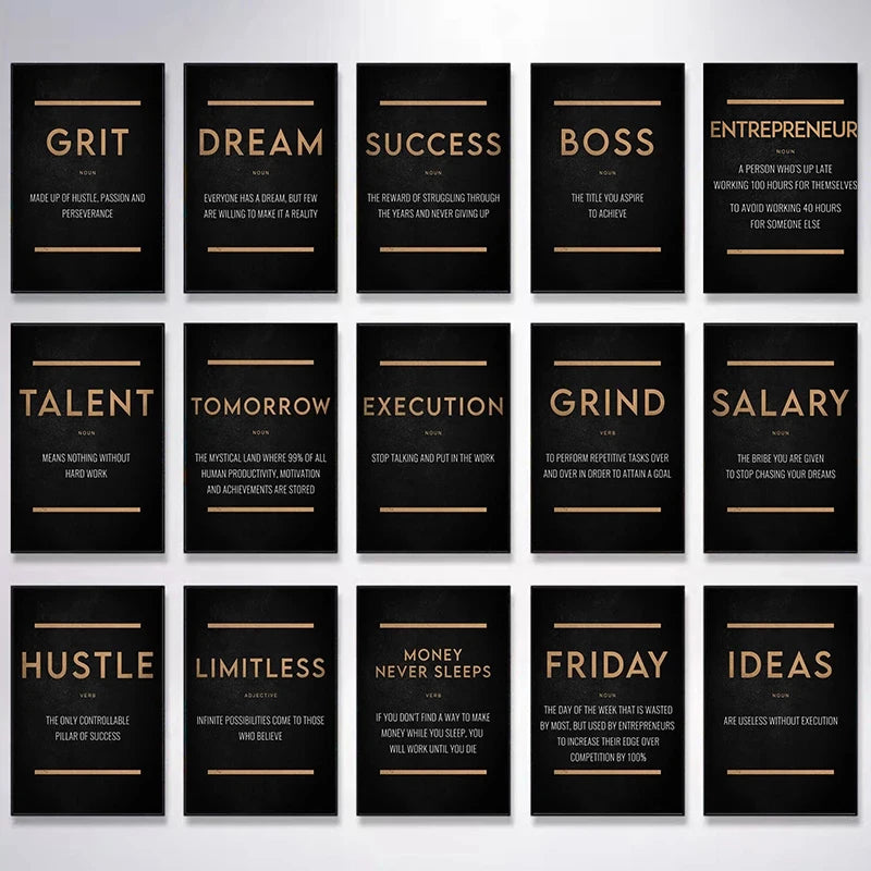 Success Grind Hustle Limitless Quotes Posters Motivational Wall Art Fine Art Canvas Prints Daily Inspiration Pictures For Living Room Office Decor 2025