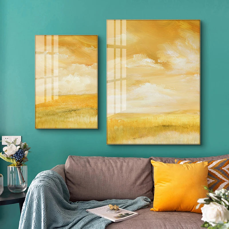 Summer Yellow Fields Landscape Wall Art Fine Art Canvas Prints Colorful Pictures For Living Room Bedroom Contemporary Home Office Decor