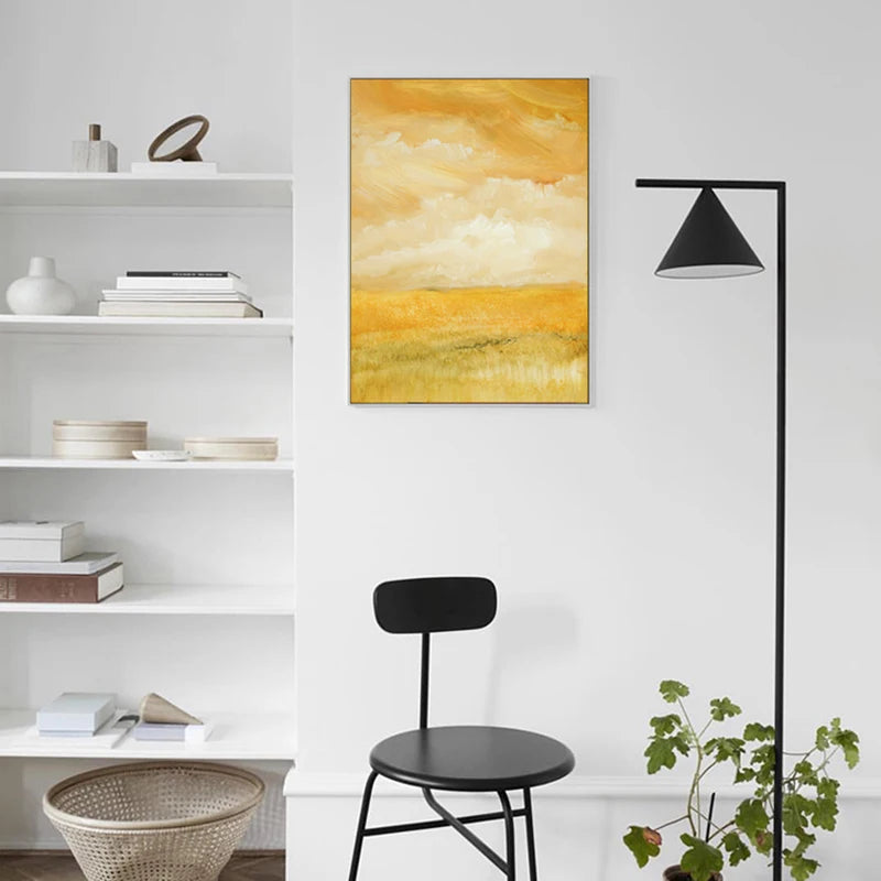 Summer Yellow Fields Landscape Wall Art Fine Art Canvas Prints Colorful Pictures For Living Room Bedroom Contemporary Home Office Decor