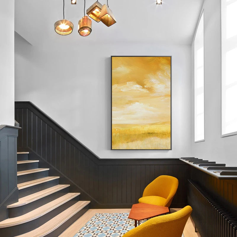 Summer Yellow Fields Landscape Wall Art Fine Art Canvas Prints Colorful Pictures For Living Room Bedroom Contemporary Home Office Decor