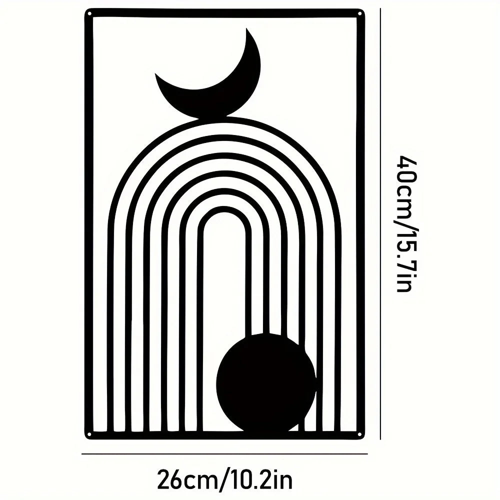 Sun Moon Landscape Abstract Botanical Metal Wall Art Plaques 3d Crafted Iron Art Wall Decoration For Living Room Home Decor