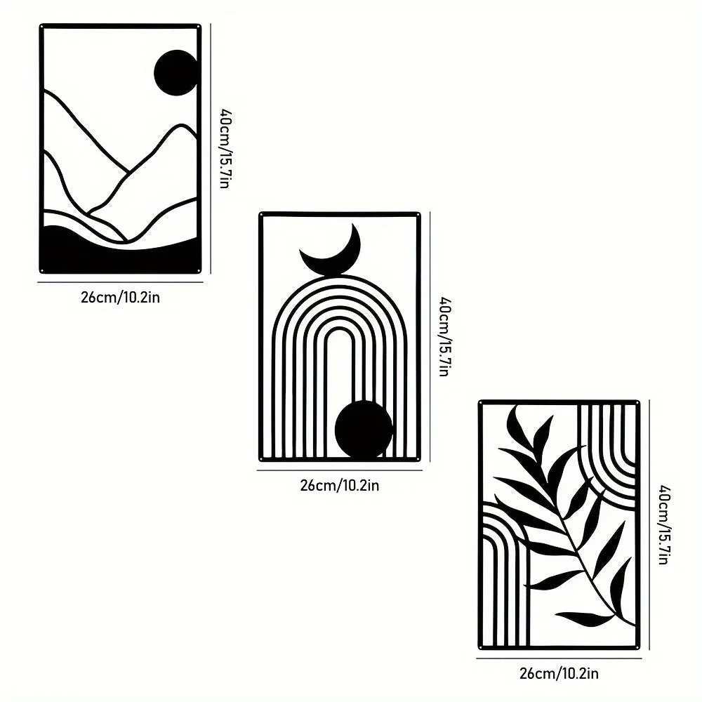 Sun Moon Landscape Abstract Botanical Metal Wall Art Plaques 3d Crafted Iron Art Wall Decoration For Living Room Home Decor