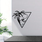 Sun Sea and Palm Tree Metal Wall Art 3d Crafted Iron Art Wall Decoration For Living Room Dining Room Bedroom Trendy Tanning Studio Salon Decor