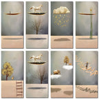 Surreal Abstract Auspicious Golden Boat Wall Art Fine Art Canvas Prints Modern Art For Living Room Foyer Reception Room Pictures For Contemporary Interiors 2025