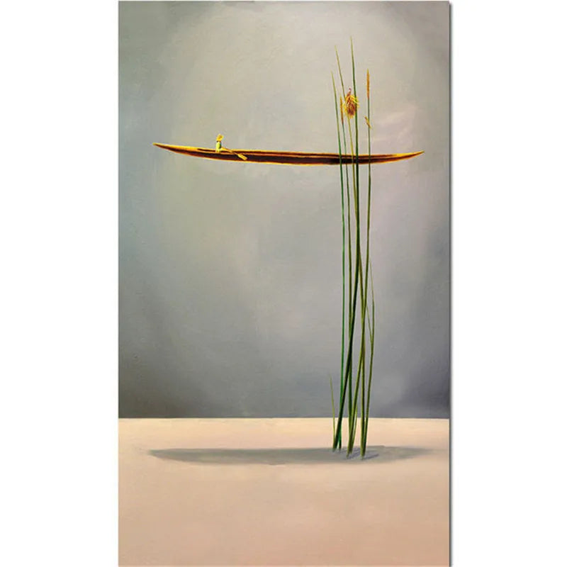 Surreal Abstract Auspicious Golden Boat Wall Art Fine Art Canvas Prints Modern Art For Living Room Foyer Reception Room Pictures For Contemporary Interiors 2025