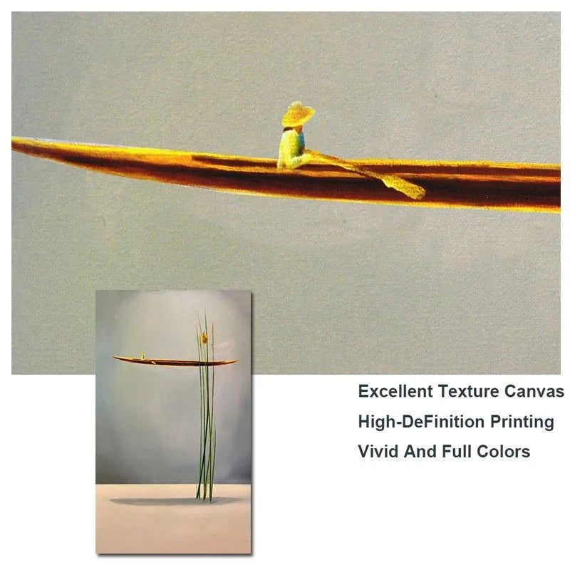 Surreal Abstract Auspicious Golden Boat Wall Art Fine Art Canvas Prints Modern Art For Living Room Foyer Reception Room Pictures For Contemporary Interiors 2025