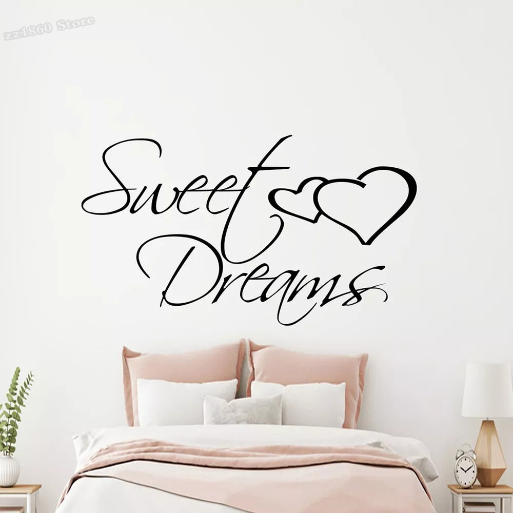  Sweet Dreams Love Quotes Wall Sticker For Bedroom Removable Peel and Stick Vinyl Wall Decal For Creative DIY Home Decor