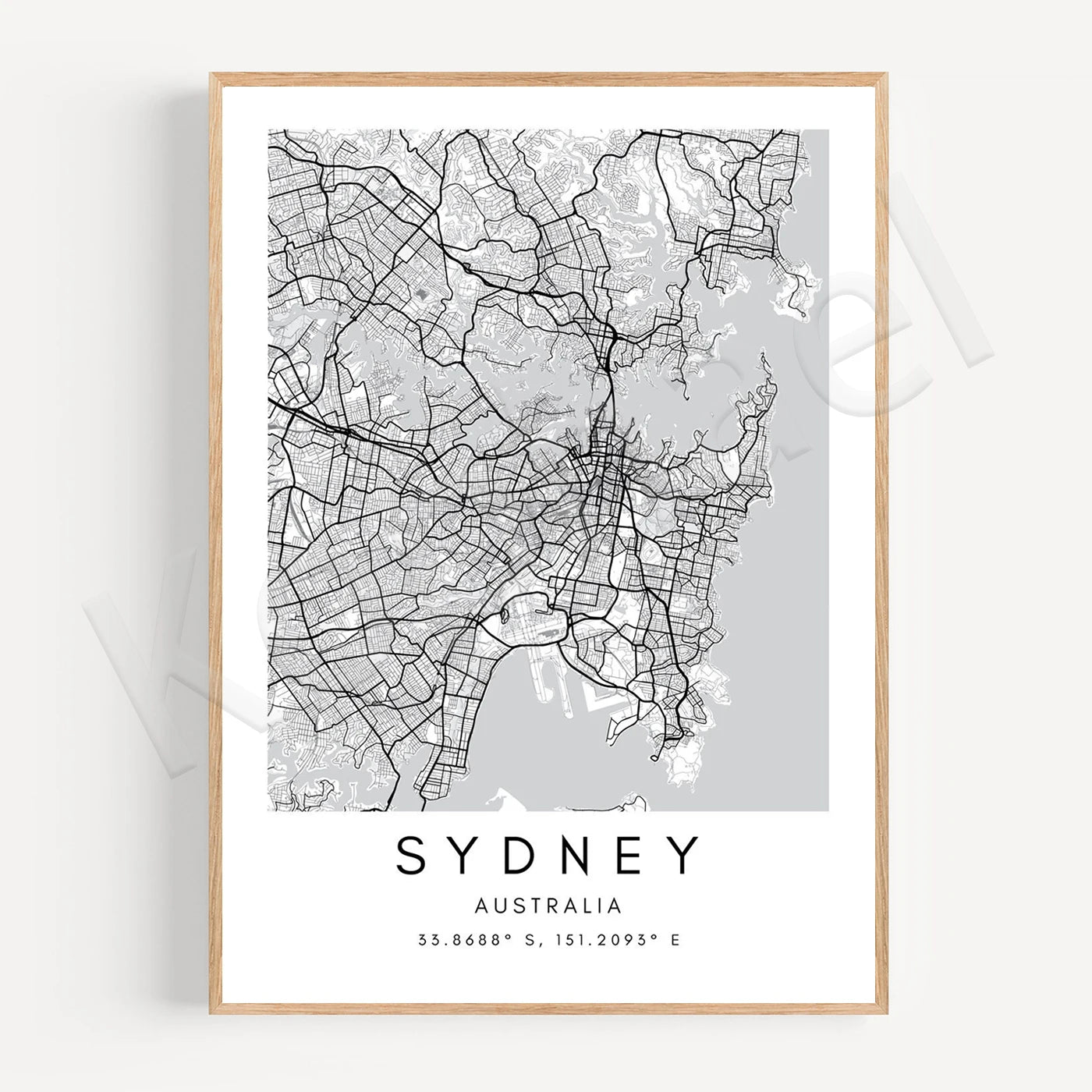 Sydney City Map Posters Wall Map Wall Art Black White Fine Art Canvas Prints Stylish Minimalist Posters For Home/Office