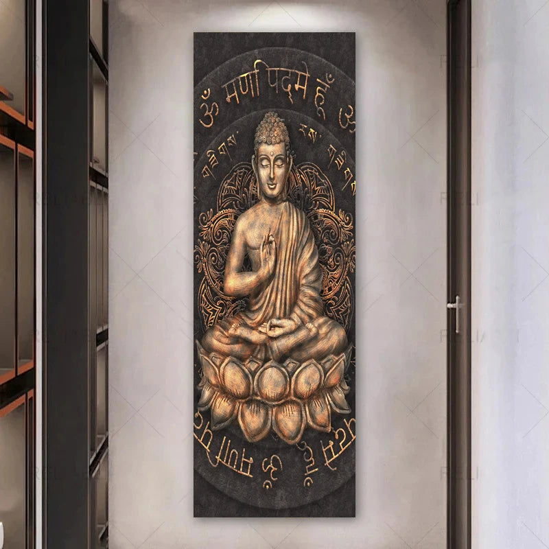 Tall Format Buddha Poster Wall Art Fine Art Canvas Prints Inspirational Pictures For Entrance Hall Living Room Spa Home Office Art Decor