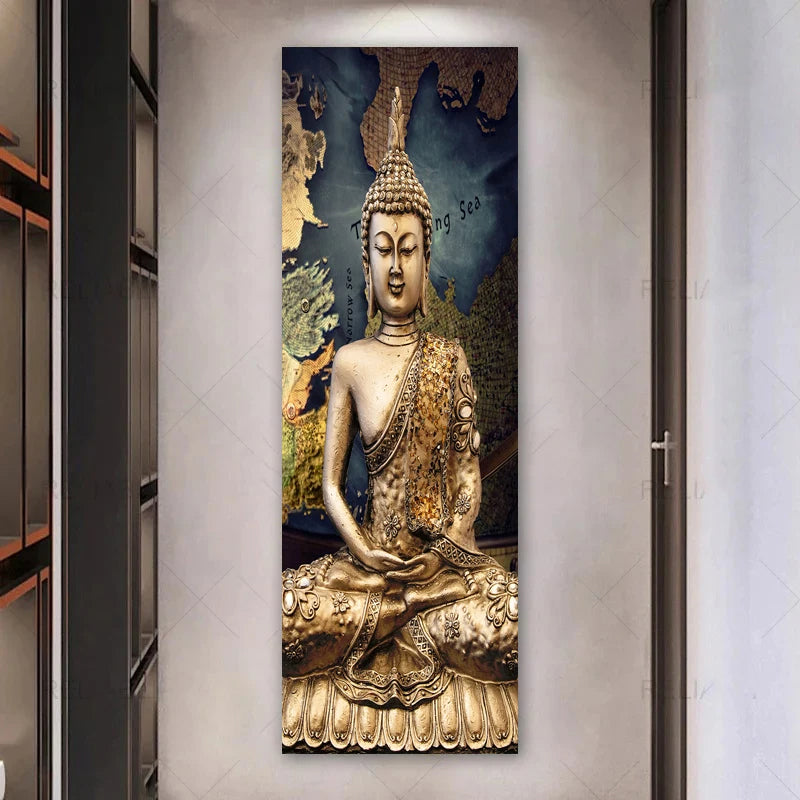 Tall Format Buddha Poster Wall Art Fine Art Canvas Prints Inspirational Pictures For Entrance Hall Living Room Spa Home Office Art Decor