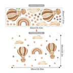 Wall decal set with hot air balloons, clouds, and stars on a white background