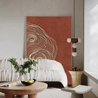 Terracotta Contours Abstract Minimalist Aesthetics Wall Art Fine Art Canvas Prints For Modern Apartment Living Room Foyer Home Office Decor