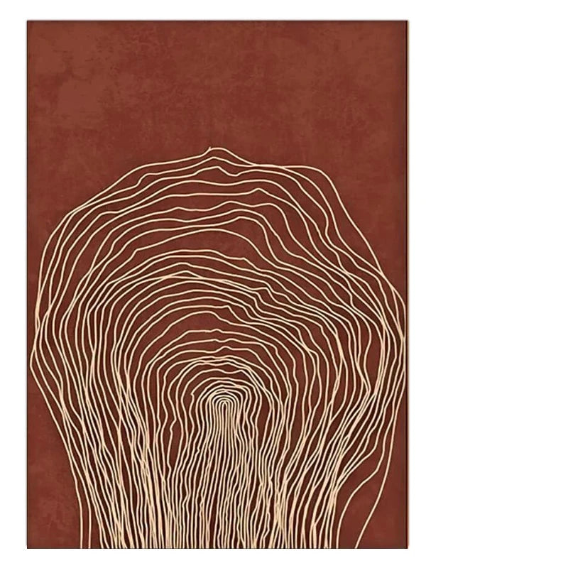 Terracotta Contours Abstract Minimalist Aesthetics Wall Art Fine Art Canvas Prints For Modern Apartment Living Room Foyer Home Office Decor