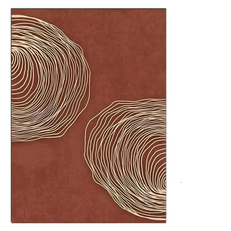 Terracotta Contours Abstract Minimalist Aesthetics Wall Art Fine Art Canvas Prints For Modern Apartment Living Room Foyer Home Office Decor