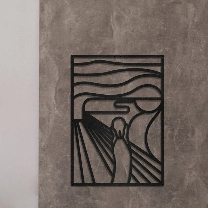 The Scream Abstract Line Art Metal Art Wall Art 3d Wrought Iron Plaque Modern Contemporary Wall Decoration For Living Room Dining Room Bedroom Art Decor