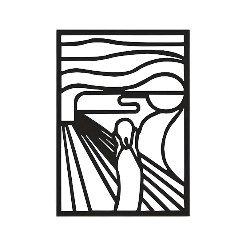 The Scream Abstract Line Art Metal Art Wall Art 3d Wrought Iron Plaque Modern Contemporary Wall Decoration For Living Room Dining Room Bedroom Art Decor