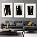 Thick Brush Flowing Lines Black Beige Abstract Wall Art Fine Art Canvas Prints Minimalist Artworks For Modern Apartment Living Room Home Office Decor