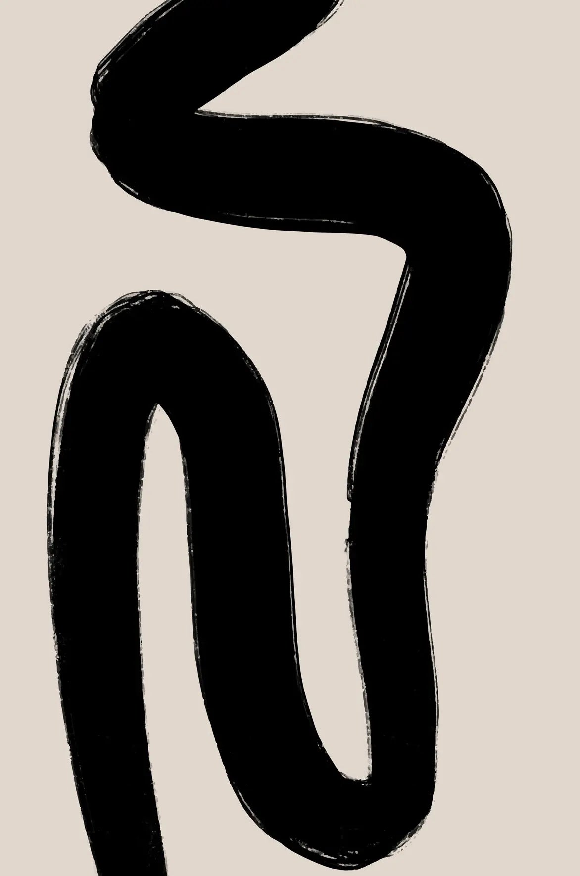 Thick Brush Flowing Lines Black Beige Abstract Wall Art Fine Art Canvas Prints Minimalist Artworks For Modern Apartment Living Room Home Office Decor