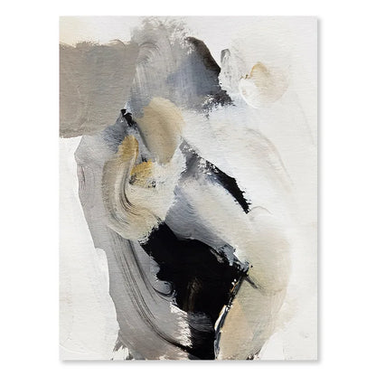 Thick Brush Strokes Beige Gray Black Wall Art Fine Art Canvas Prints Modern Abstract Pictures For Living Dining Room Bedroom Art Decor