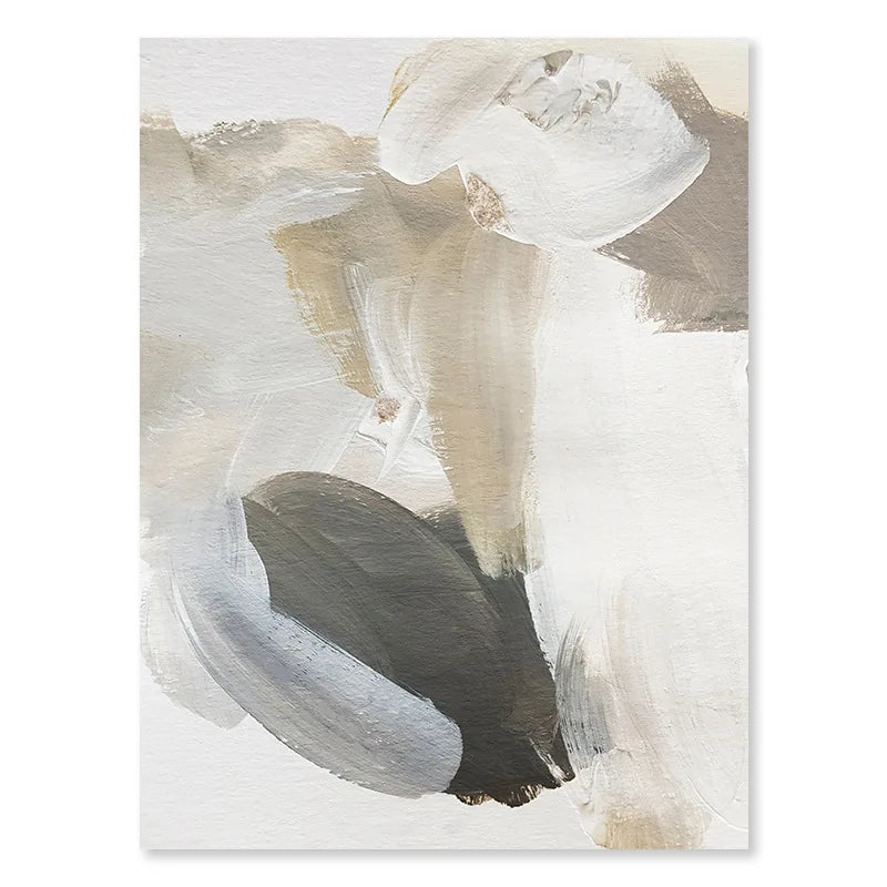 Thick Brush Strokes Beige Gray Black Wall Art Fine Art Canvas Prints Modern Abstract Pictures For Living Dining Room Bedroom Art Decor