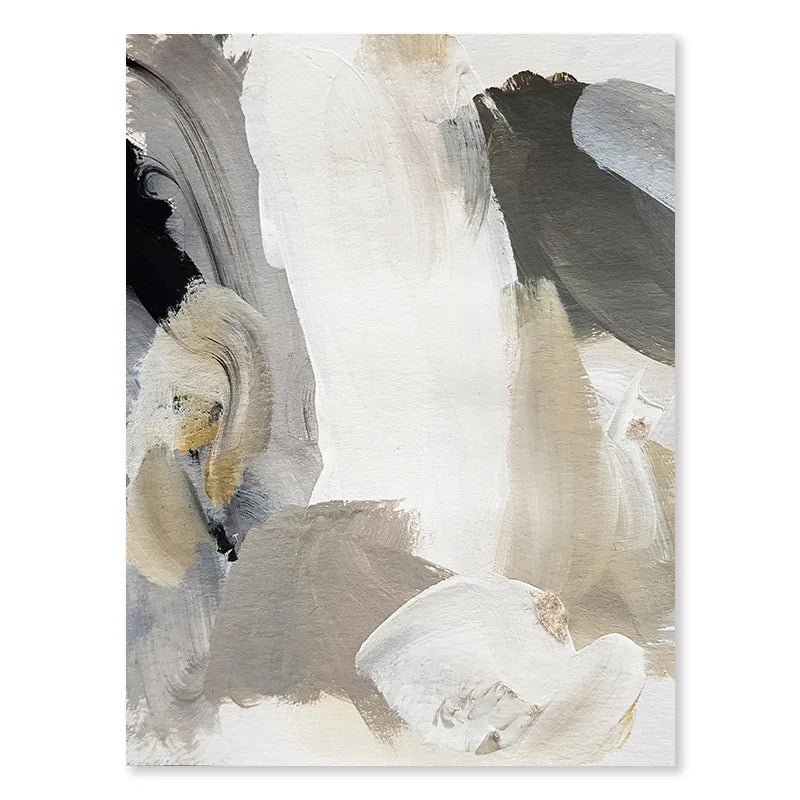 Thick Brush Strokes Beige Gray Black Wall Art Fine Art Canvas Prints Modern Abstract Pictures For Living Dining Room Bedroom Art Decor