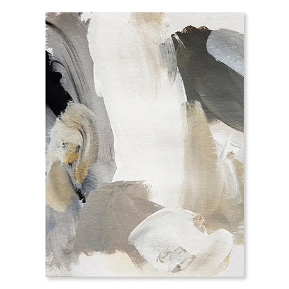 Thick Brush Strokes Beige Gray Black Wall Art Fine Art Canvas Prints Modern Abstract Pictures For Living Dining Room Bedroom Art Decor