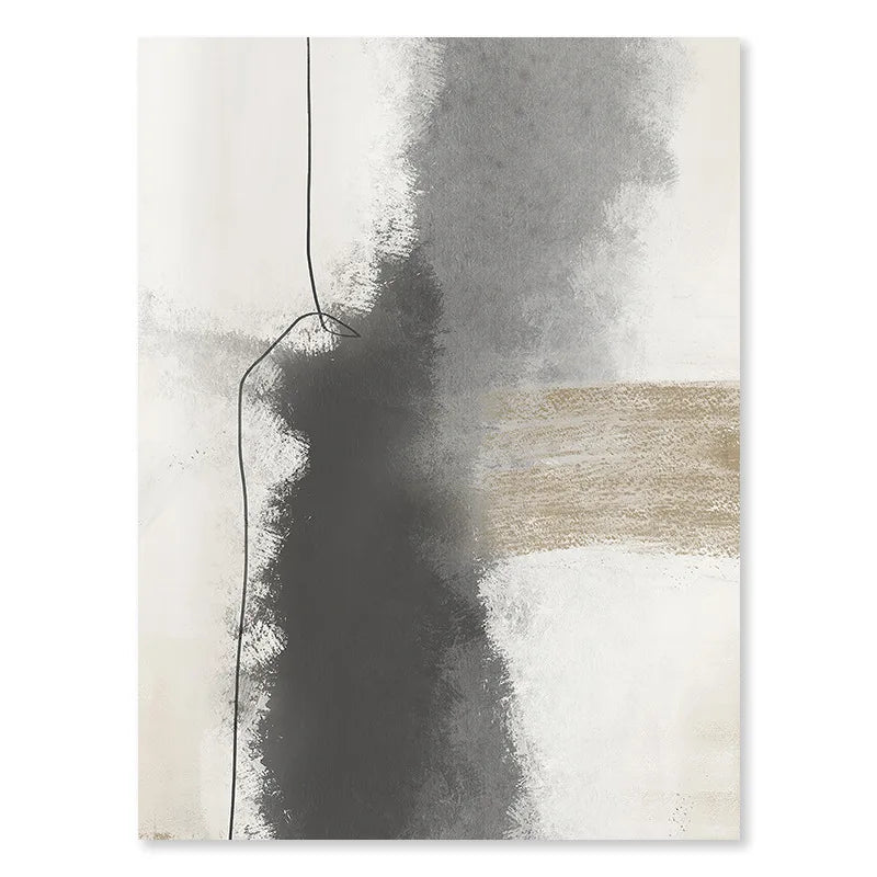 Thick Brush Strokes Beige Gray Black Wall Art Fine Art Canvas Prints Modern Abstract Pictures For Living Dining Room Bedroom Art Decor