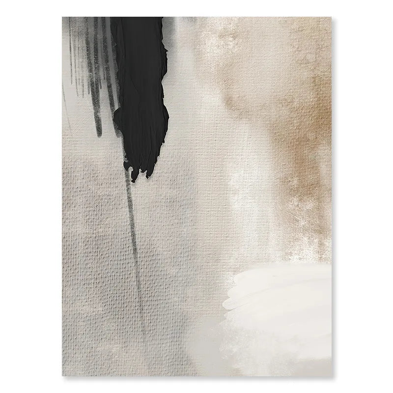 Thick Brush Strokes Beige Gray Black Wall Art Fine Art Canvas Prints Modern Abstract Pictures For Living Dining Room Bedroom Art Decor