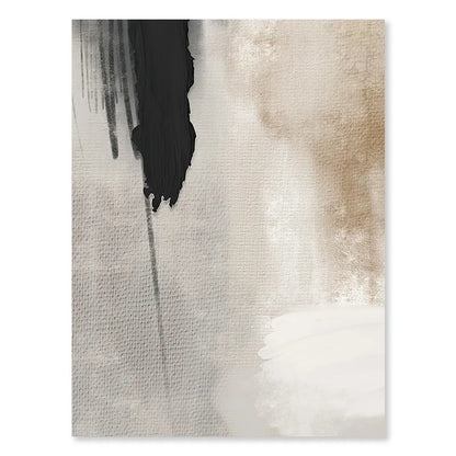 Thick Brush Strokes Beige Gray Black Wall Art Fine Art Canvas Prints Modern Abstract Pictures For Living Dining Room Bedroom Art Decor