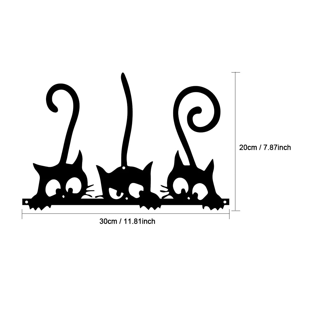 Three Black Cats Metal Wall Art 3d Iron Crafted Metal Wall Decoration For Living Room Dining Room Kitchen Cat Lovers Home Decor