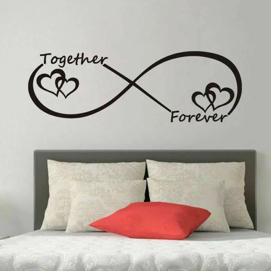 Together Forever Infinity Love Heart Wall Sticker For Bedroom Removable Peel and Stick Vinyl Wall Decal For Creative DIY Home Decor