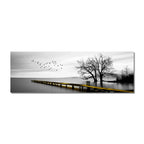 Tranquil Lake Pier Wide Format Wall Art Fine Canvas Prints Black White Pictures Of Calm For Above The Sofa Picture For Above The Bed