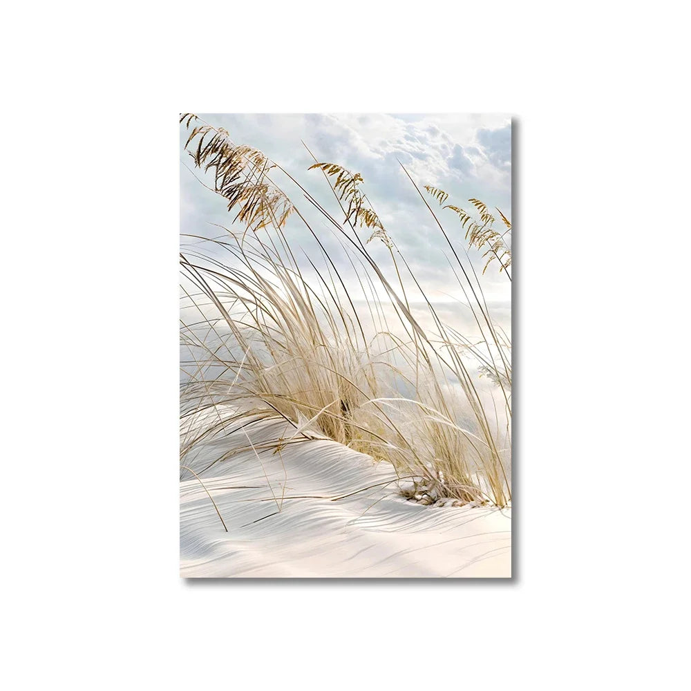 Tranquil Sea Grass Beach Seaside Landscape Wall Art Fine Art Canvas Prints Scandinavian Pictures Of Calm For Inspirational Living Room Decor