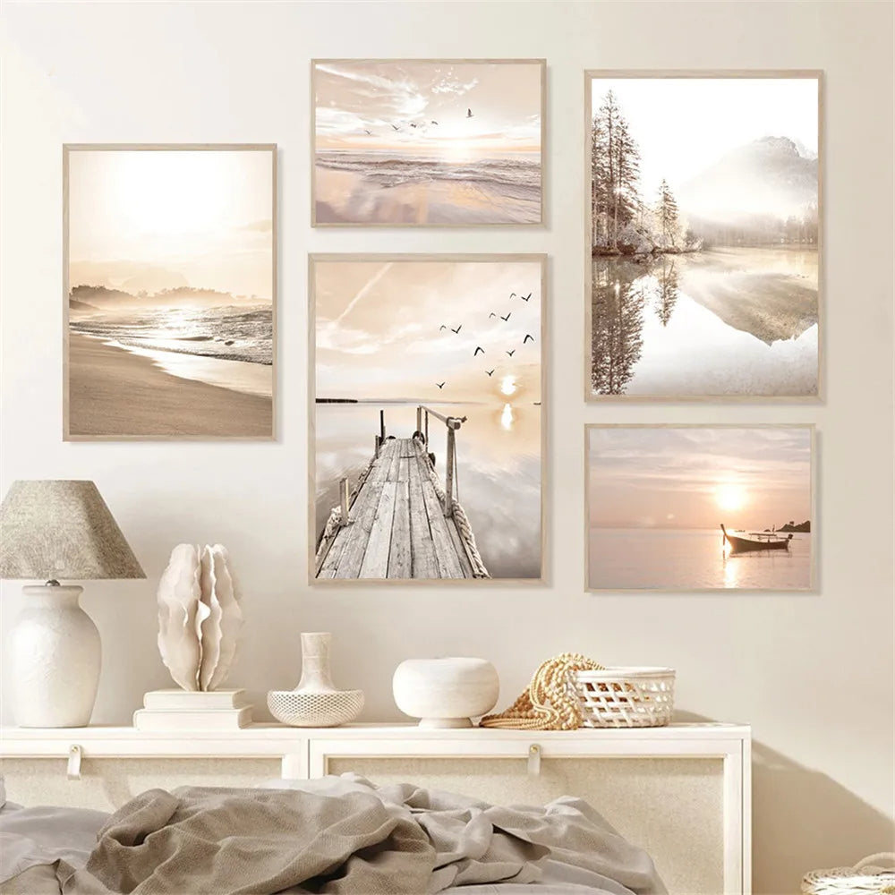 Tranquil Sunset Seascape Landscapes Wall Art Fine Art Canvas Prints Gallery Pictures For Living Room Bedroom Modern Nordic Pictures Of Calm 2025