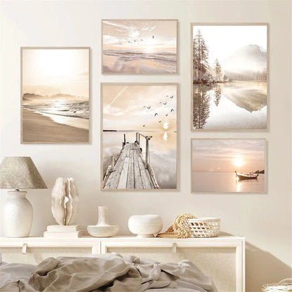 Tranquil Sunset Seascape Landscapes Wall Art Fine Art Canvas Prints Gallery Pictures For Living Room Bedroom Modern Nordic Pictures Of Calm 2025