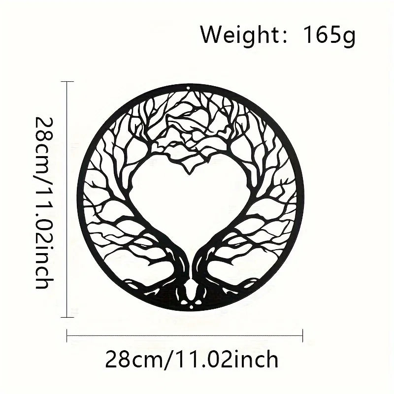 Tree Of Life Black Metal Wall Art 3D Sculptured Iron Craft Wall Decoration For Living Room Dining Room Garden Creative Inspirational Home Garden Decor