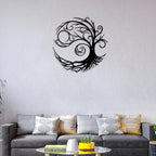 Tree Of Life Silhouette Black Metal Wall Art 3D Sculptured Iron Craft Wall Decor For Living Room Dining Room Creative Inspirational Home Decor