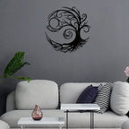 Tree Of Life Silhouette Black Metal Wall Art 3D Sculptured Iron Craft Wall Decor For Living Room Dining Room Creative Inspirational Home Decor