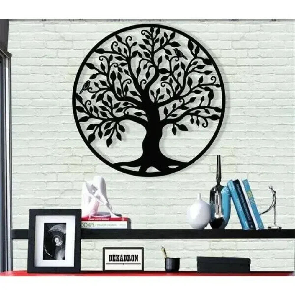 Tree Of Life Silhouette Black Metal Wall Plaque 3d Iron Crafted Wall Decoration For Living Room Dining Room Creative Nordic Home Decor