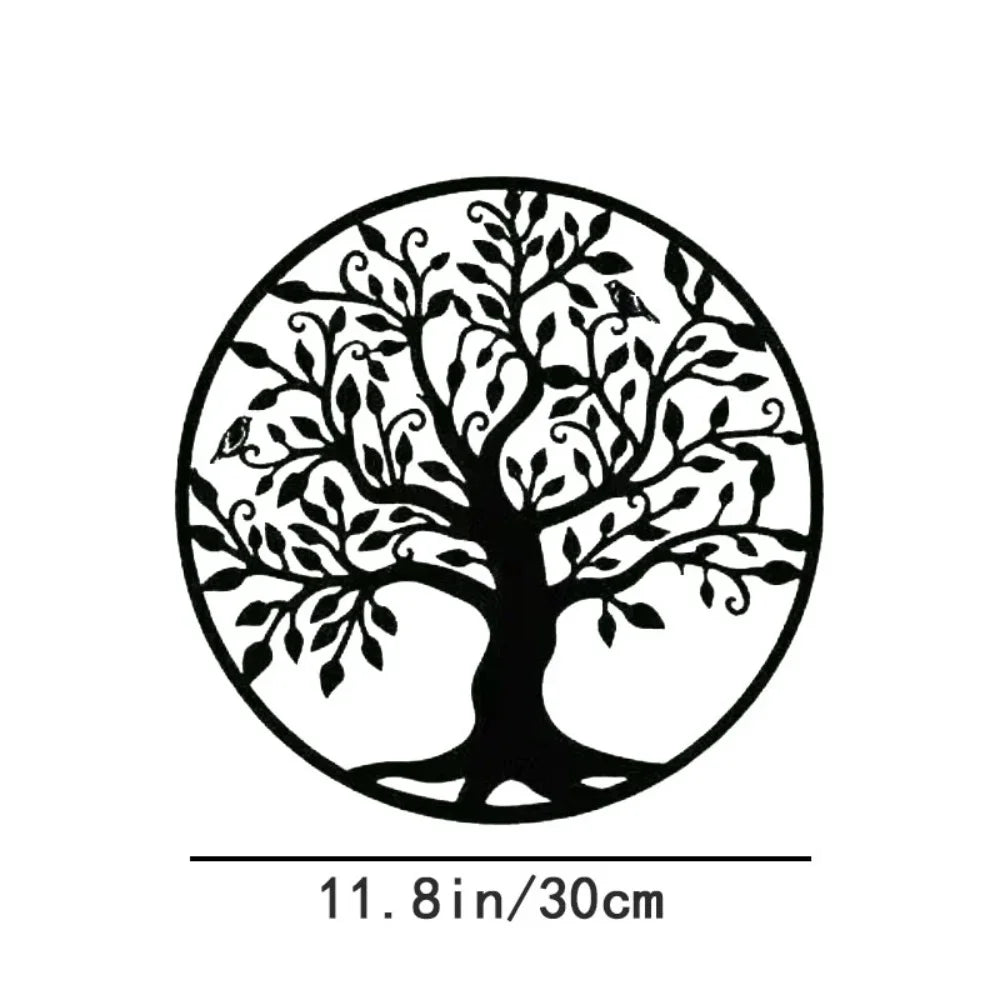 Tree Of Life Silhouette Black Metal Wall Plaque 3d Iron Crafted Wall Decoration For Living Room Dining Room Creative Nordic Home Decor