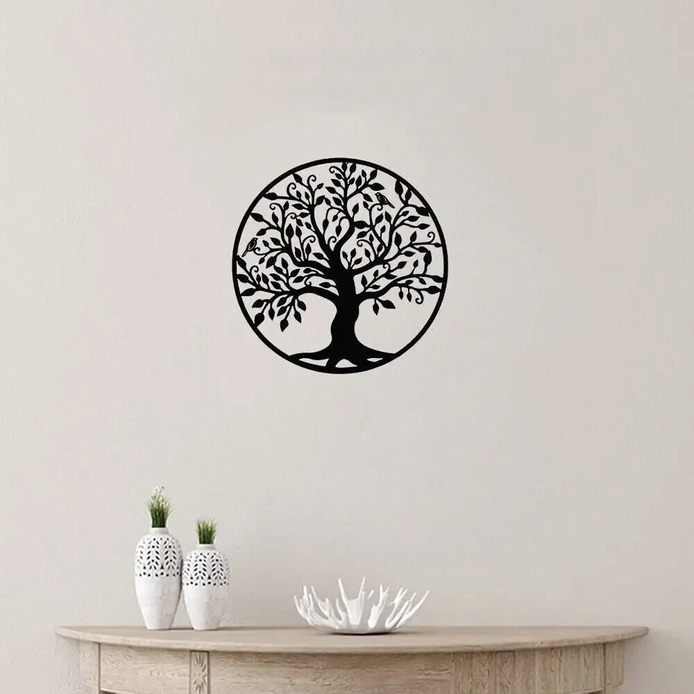 Tree Of Life Silhouette Black Metal Wall Plaque 3d Iron Crafted Wall Decoration For Living Room Dining Room Creative Nordic Home Decor