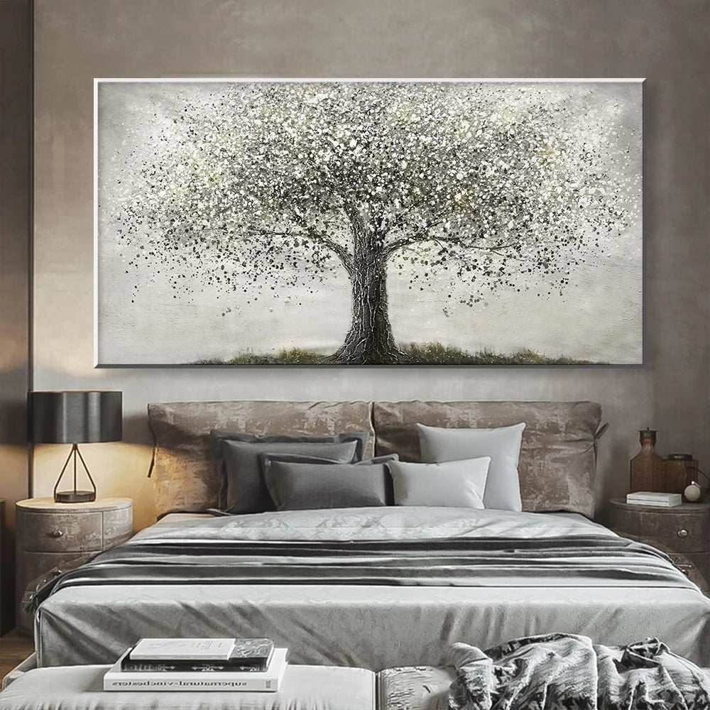 Tree Of Life Wall Art Fine Art Canvas Print Modern Black and White Poster Picture For Living Room Bedroom Home Office Art Decor