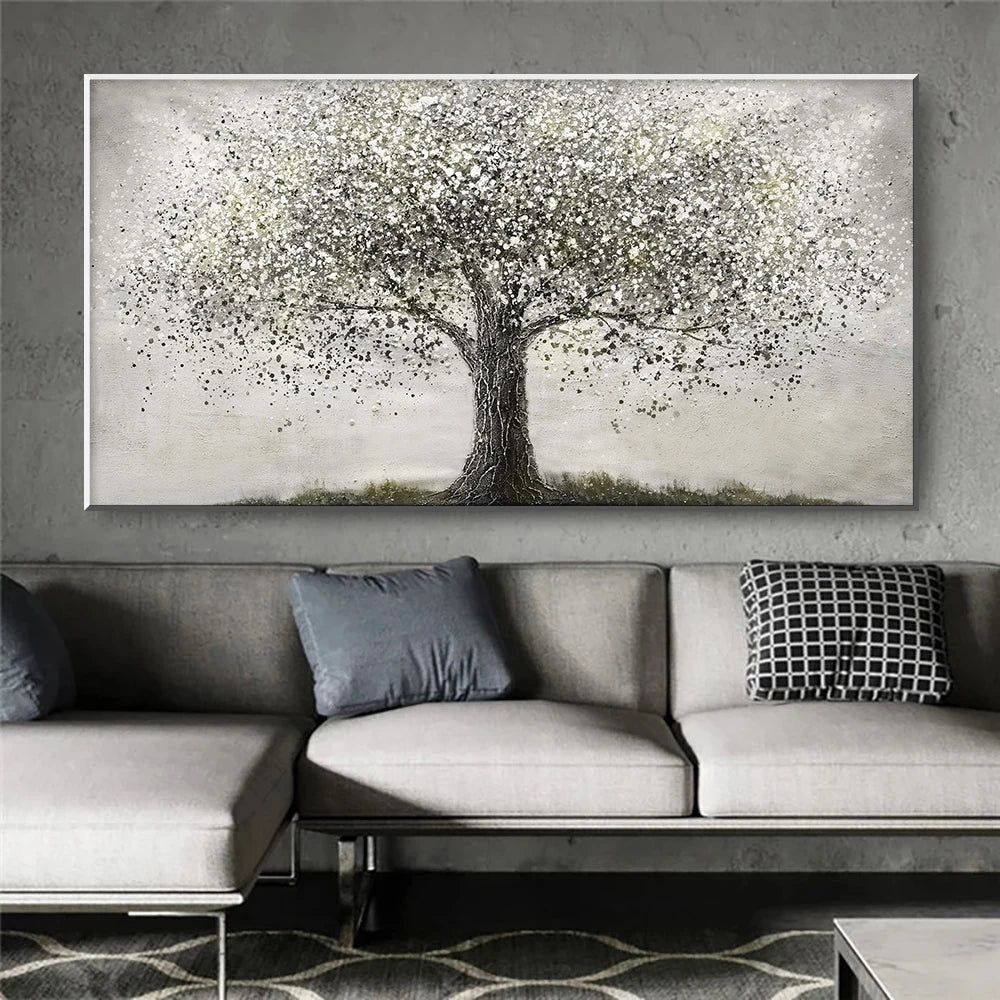 Tree Of Life Wall Art Fine Art Canvas Print Modern Black and White Poster Picture For Living Room Bedroom Home Office Art Decor