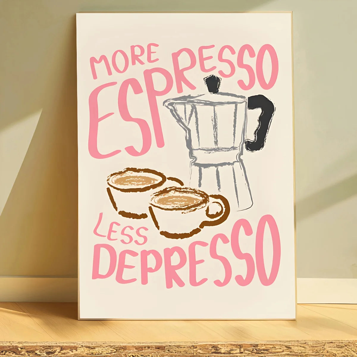 Trendy Kitchen Espresso Themed Poster Wall Art Fine Art Canvas Print Modern Retro Artwork For Cafe Diner Dining Room Coffee Shop Decor