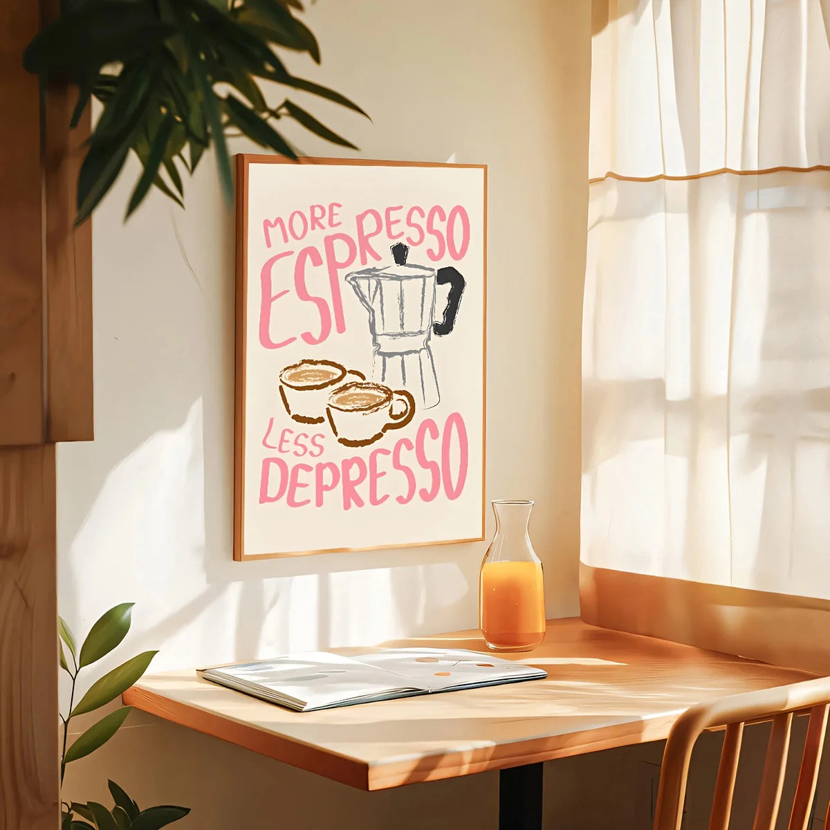 Trendy Kitchen Espresso Themed Poster Wall Art Fine Art Canvas Print Modern Retro Artwork For Cafe Diner Dining Room Coffee Shop Decor