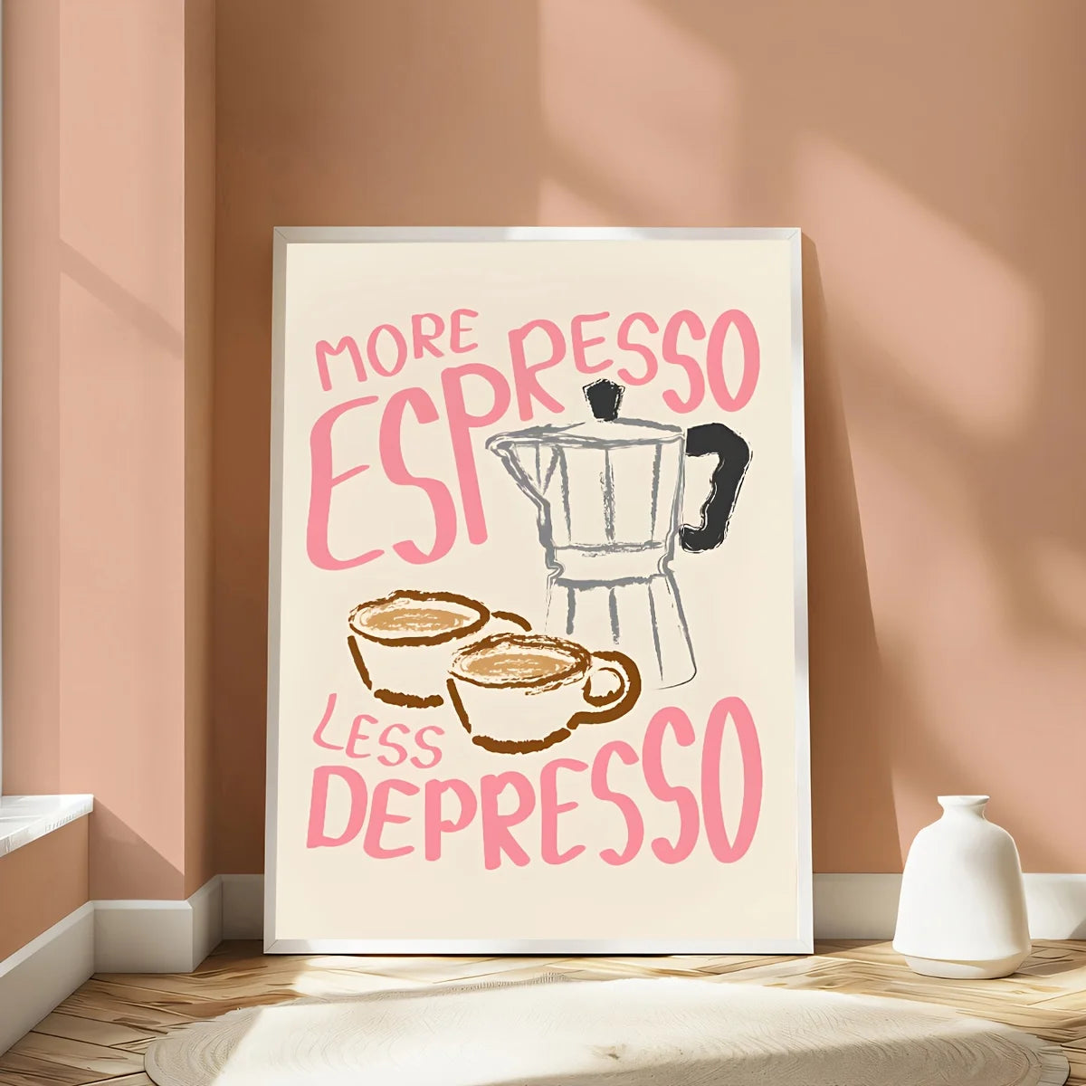 Trendy Kitchen Espresso Themed Poster Wall Art Fine Art Canvas Print Modern Retro Artwork For Cafe Diner Dining Room Coffee Shop Decor