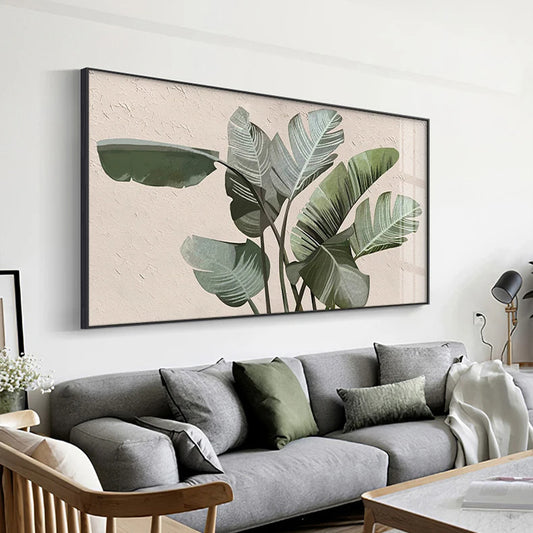 Tropical Green Leaves Wall Art Fine Art Canvas Prints Monstera Palm Posters Botanical Pictures For Living Room Dining Room Home Decor